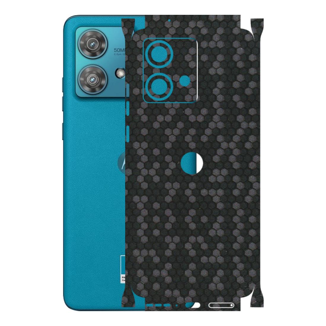 Motorola Phone Skins (All Models) - Black Grey Honeycomb Sober - 3D Embossed Finish (L-85) Moto Edge 40 Neo (5G)