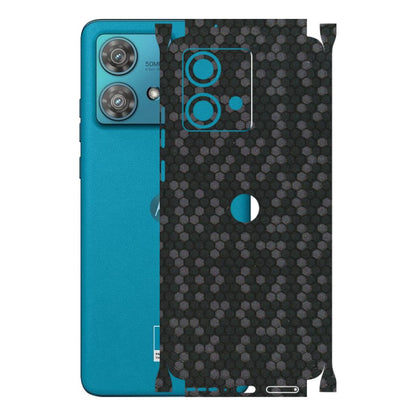 Motorola Phone Skins (All Models) - Black Grey Honeycomb Sober - 3D Embossed Finish (L-85) Moto Edge 40 Neo (5G)