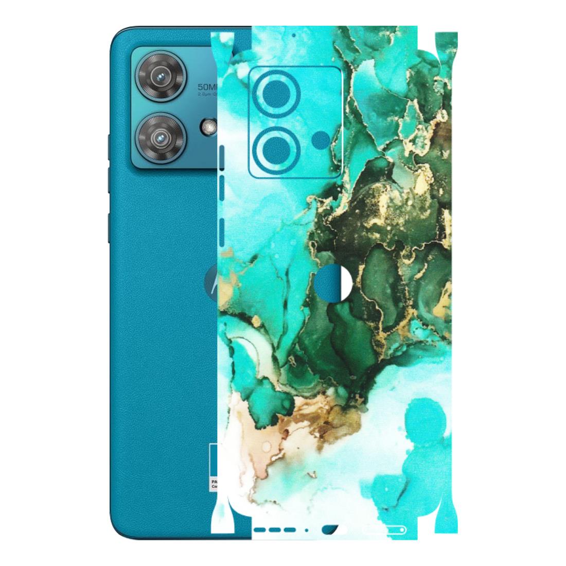 Motorola Phone Skins (All Models) - The Blue Gold Marble - Matte Finish (M-124) Moto Edge 40 Neo (5G)