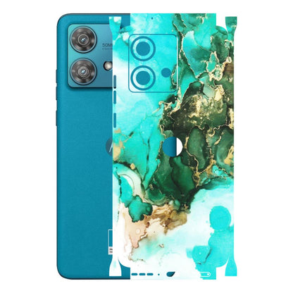 Motorola Phone Skins (All Models) - The Blue Gold Marble - Matte Finish (M-124) Moto Edge 40 Neo (5G)