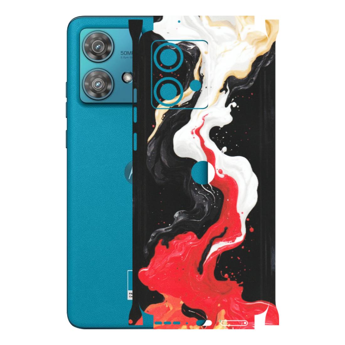 Motorola Phone Skins (All Models) - Black Red White Paint Splash Fusion - Matte Finish (M-56) Moto Edge 40 Neo (5G)