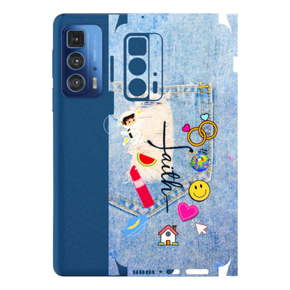 Motorola Phone Skins (All Models) - Denim Jeans Pocket - 3D Embossed Finish (L-134) Motorola Edge 20 Pro