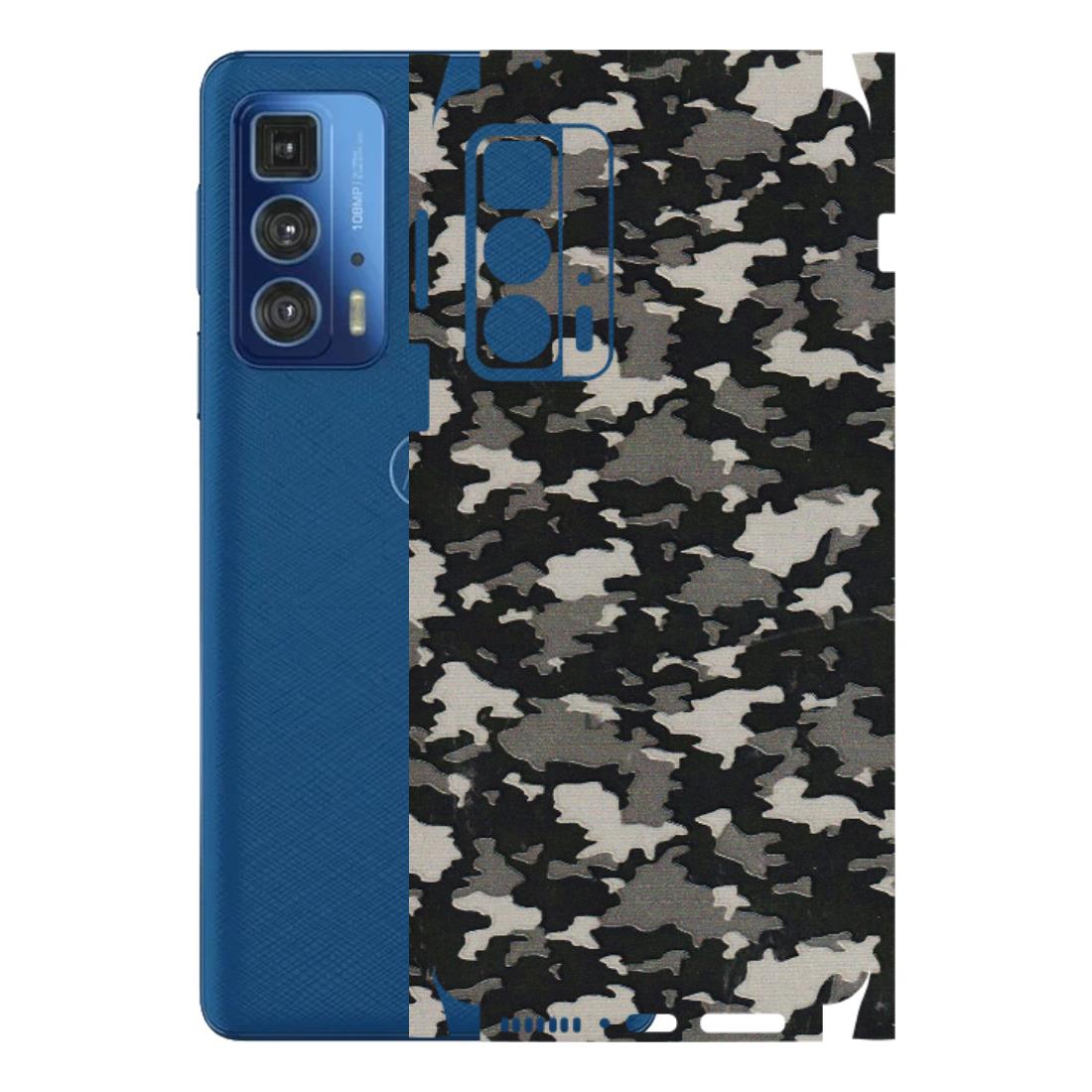 Motorola Phone Skins (All Models) - Black/Grey Camoflaunge - 3D Embossed Finish (L-142) Motorola Edge 20 Pro