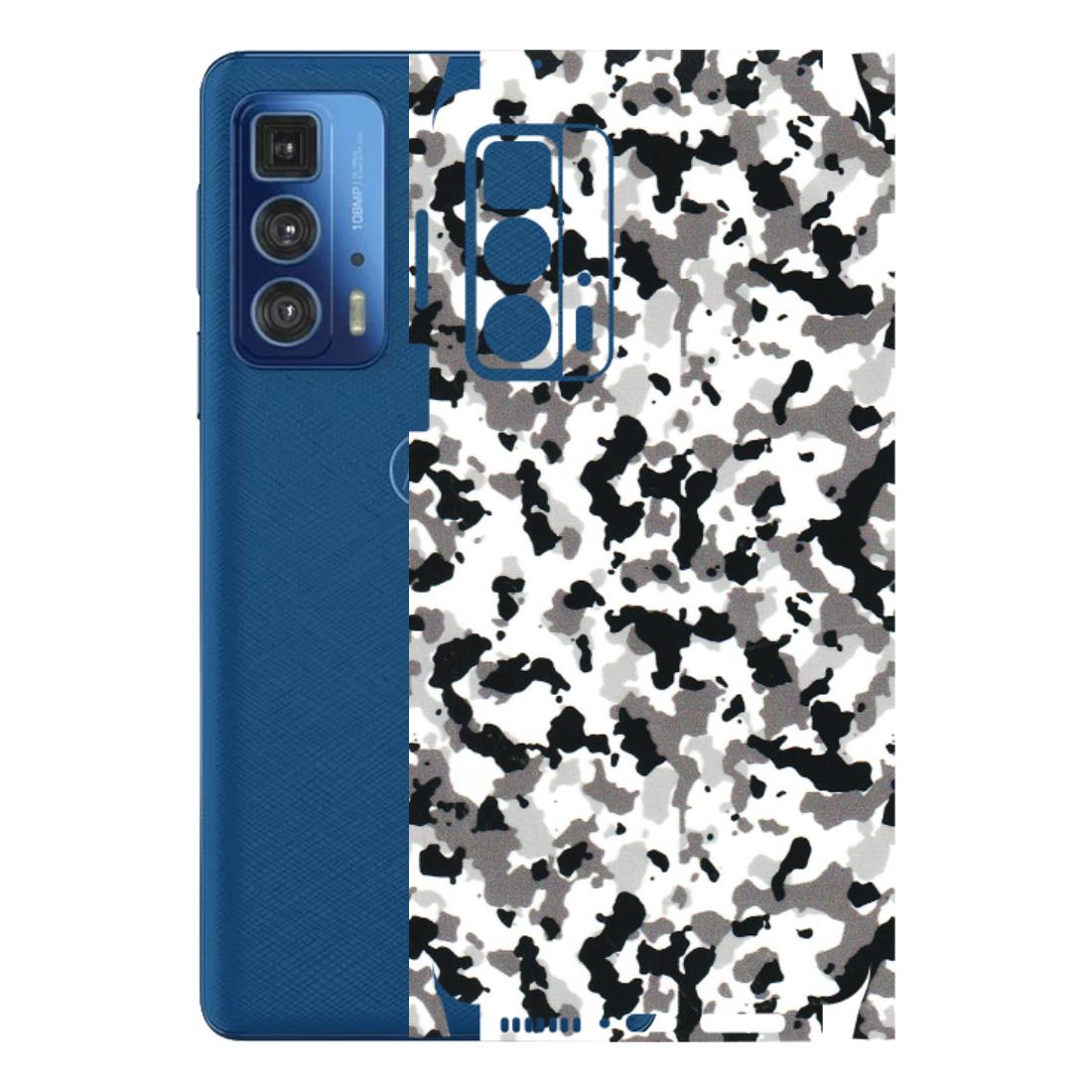 Motorola Phone Skins (All Models) - White Black Camouflage - 3D Embossed Finish (L-18) Motorola Edge 20 Pro