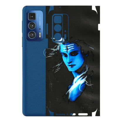 Motorola Phone Skins (All Models) - Har Har Mahadev Blue/Black - 3D Embossed Finish (L-185) Motorola Edge 20 Pro