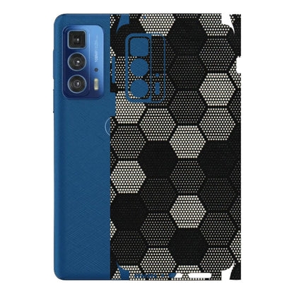 Motorola Phone Skins (All Models) - Black & White Dotted Honeycomb Texture - 3D Embossed Finish (L-202) Motorola Edge 20 Pro