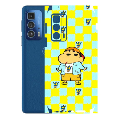 Motorola Phone Skins (All Models) - Yellow Blue Shinchan Cute - 3D Embossed Finish (L-221) Motorola Edge 20 Pro