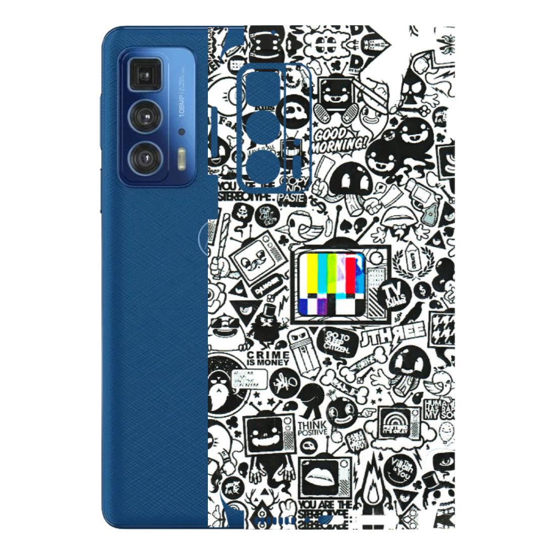 Motorola Phone Skins (All Models) - Doodles Positive Art - 3D Embossed Finish (L-263) Motorola Edge 20 Pro