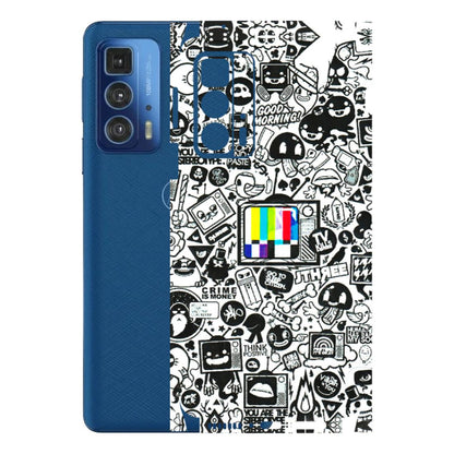 Motorola Phone Skins (All Models) - Doodles Positive Art - 3D Embossed Finish (L-263) Motorola Edge 20 Pro