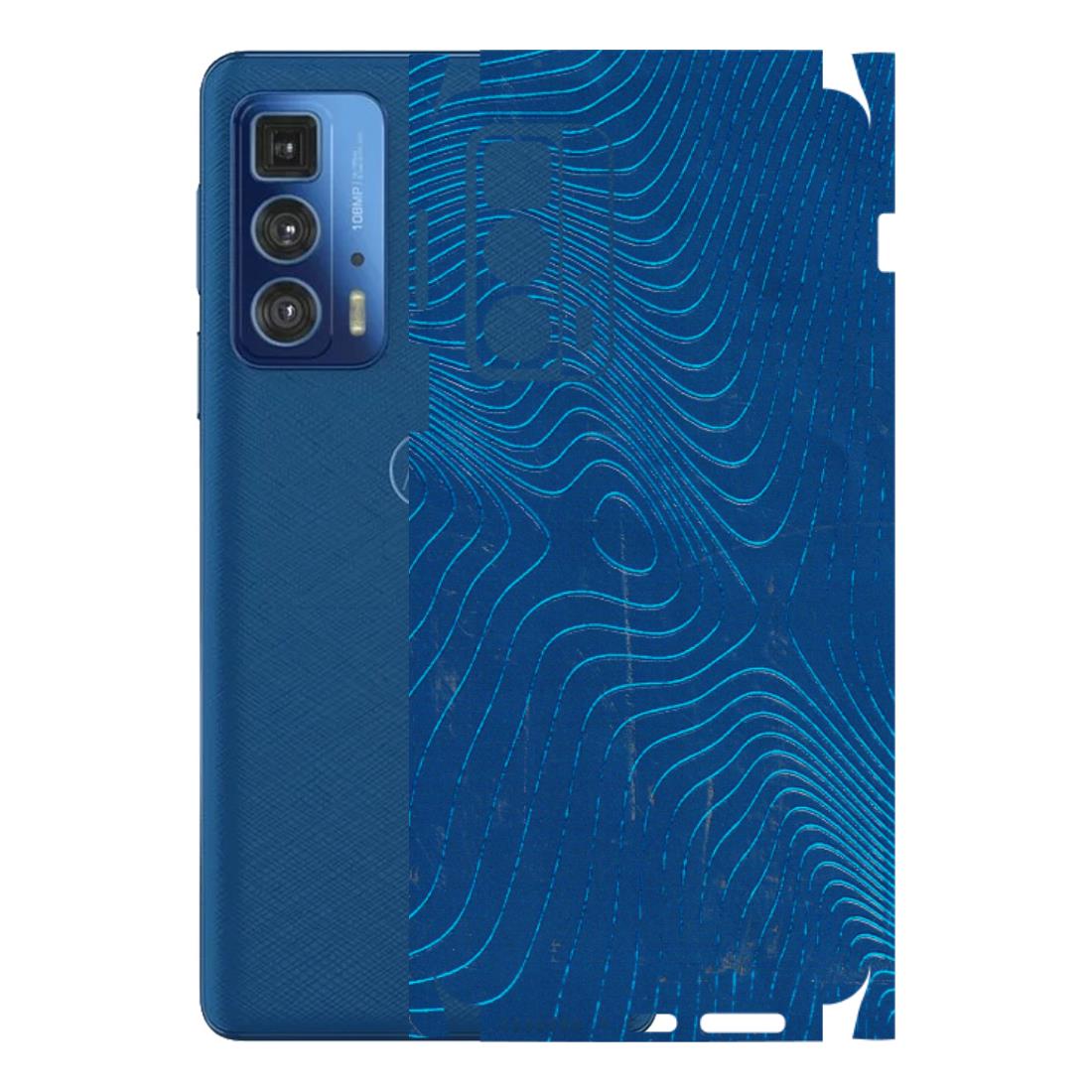 Motorola Phone Skins (All Models) - Abstract Blue Line Map - 3D Embossed Finish (L-272) Motorola Edge 20 Pro