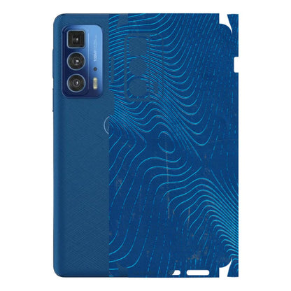Motorola Phone Skins (All Models) - Abstract Blue Line Map - 3D Embossed Finish (L-272) Motorola Edge 20 Pro