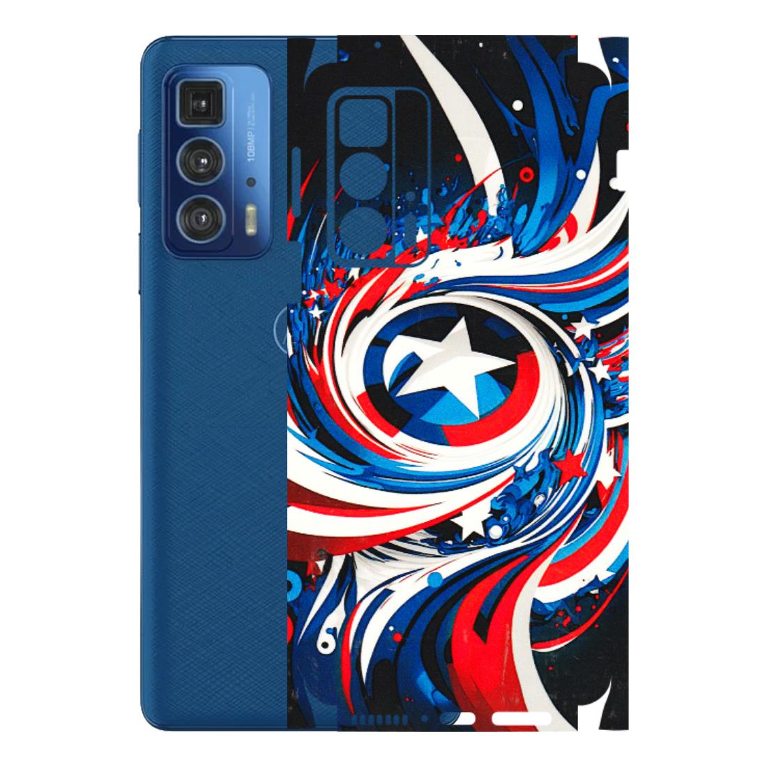 Motorola Phone Skins (All Models) - Captain America Logo - 3D Embossed Finish (L-307) Motorola Edge 20 Pro
