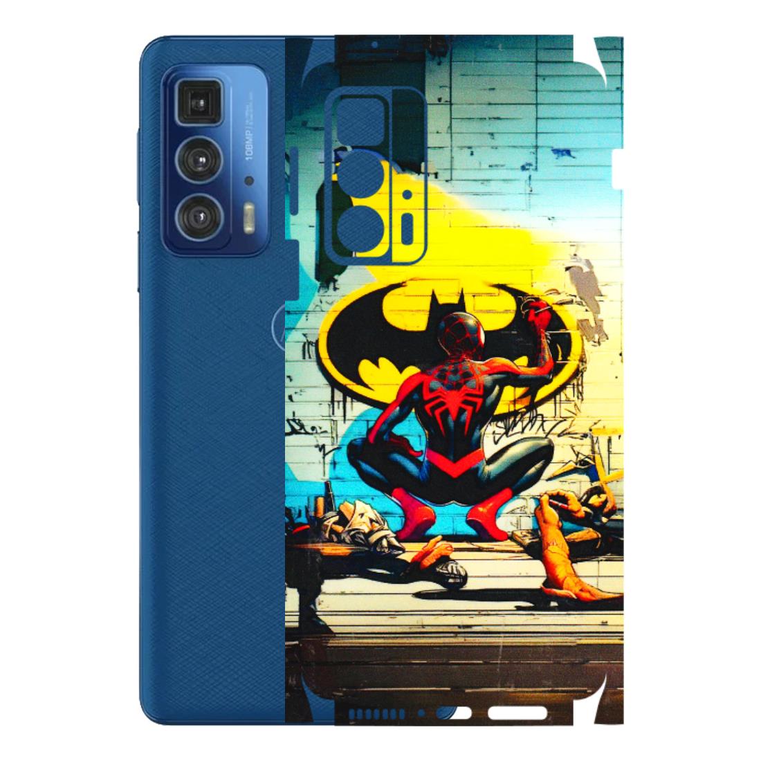 Motorola Phone Skins (All Models) - New Spiderman Bat Logo - 3D Embossed Finish (L-309) Motorola Edge 20 Pro