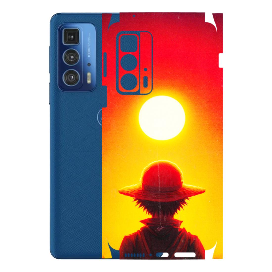 Motorola Phone Skins (All Models) - Cool Sunset With Monkey D.Luffy Anime - 3D Embossed Finish (L-329) Motorola Edge 20 Pro