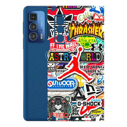 Motorola Phone Skins (All Models) - Multi Brands Sticker Graffiti - 3D Embossed Finish (L-37) Motorola Edge 20 Pro