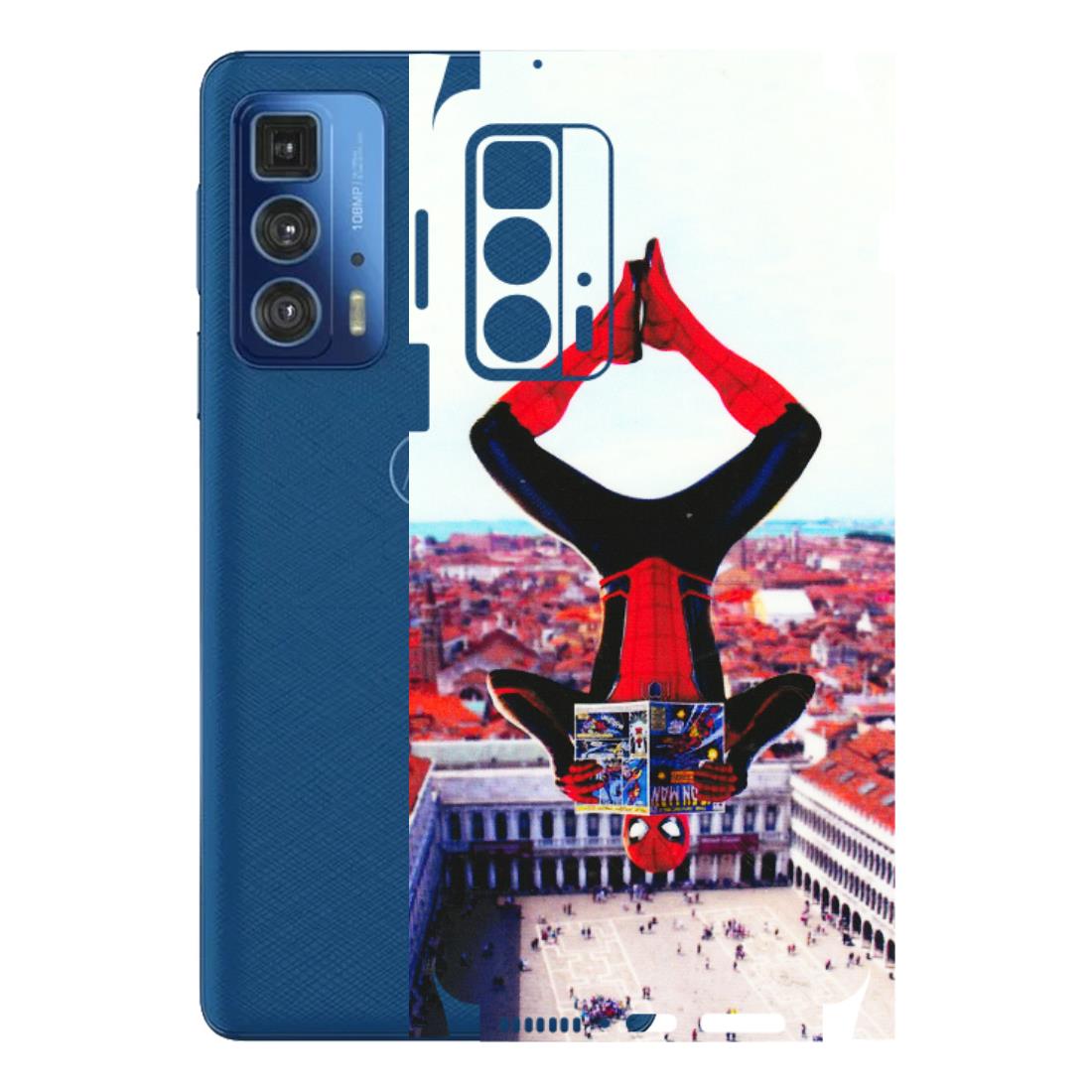 Motorola Phone Skins (All Models) - Spiderman Hanging - 3D Embossed Finish (L-53) Motorola Edge 20 Pro