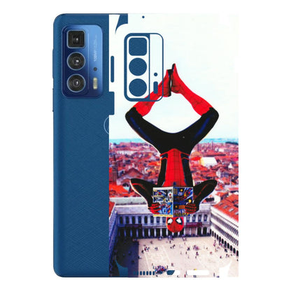 Motorola Phone Skins (All Models) - Spiderman Hanging - 3D Embossed Finish (L-53) Motorola Edge 20 Pro