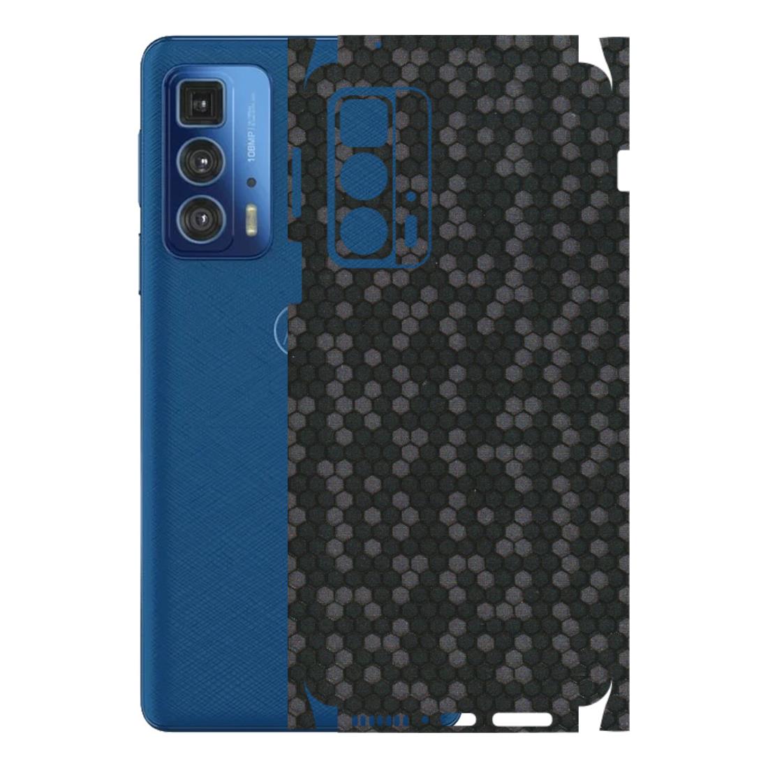 Motorola Phone Skins (All Models) - Black Grey Honeycomb Sober - 3D Embossed Finish (L-85) Motorola Edge 20 Pro