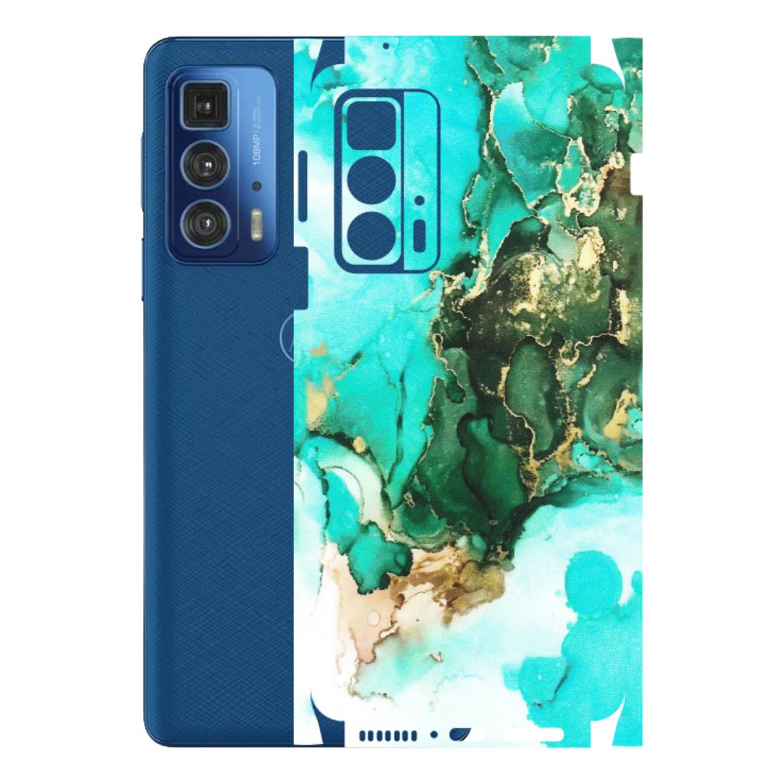 Motorola Phone Skins (All Models) - The Blue Gold Marble - Matte Finish (M-124) Motorola Edge 20 Pro