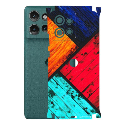 Motorola Phone Skins (All Models) - Colourful Wood Panels Abstract - 3D Embossed Finish (L-09) Motorola Edge 50 (5G)