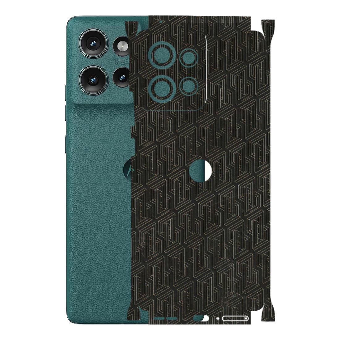 Motorola Phone Skins (All Models) - Black Abstract Pattern - 3D Embossed Finish (L-117) Motorola Edge 50 (5G)