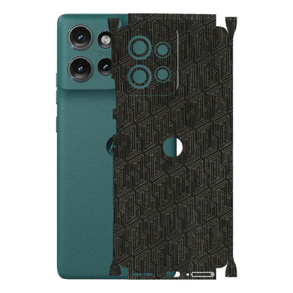 Motorola Phone Skins (All Models) - Black Abstract Pattern - 3D Embossed Finish (L-117) Motorola Edge 50 (5G)