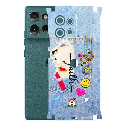 Motorola Phone Skins (All Models) - Denim Jeans Pocket - 3D Embossed Finish (L-134) Motorola Edge 50 (5G)