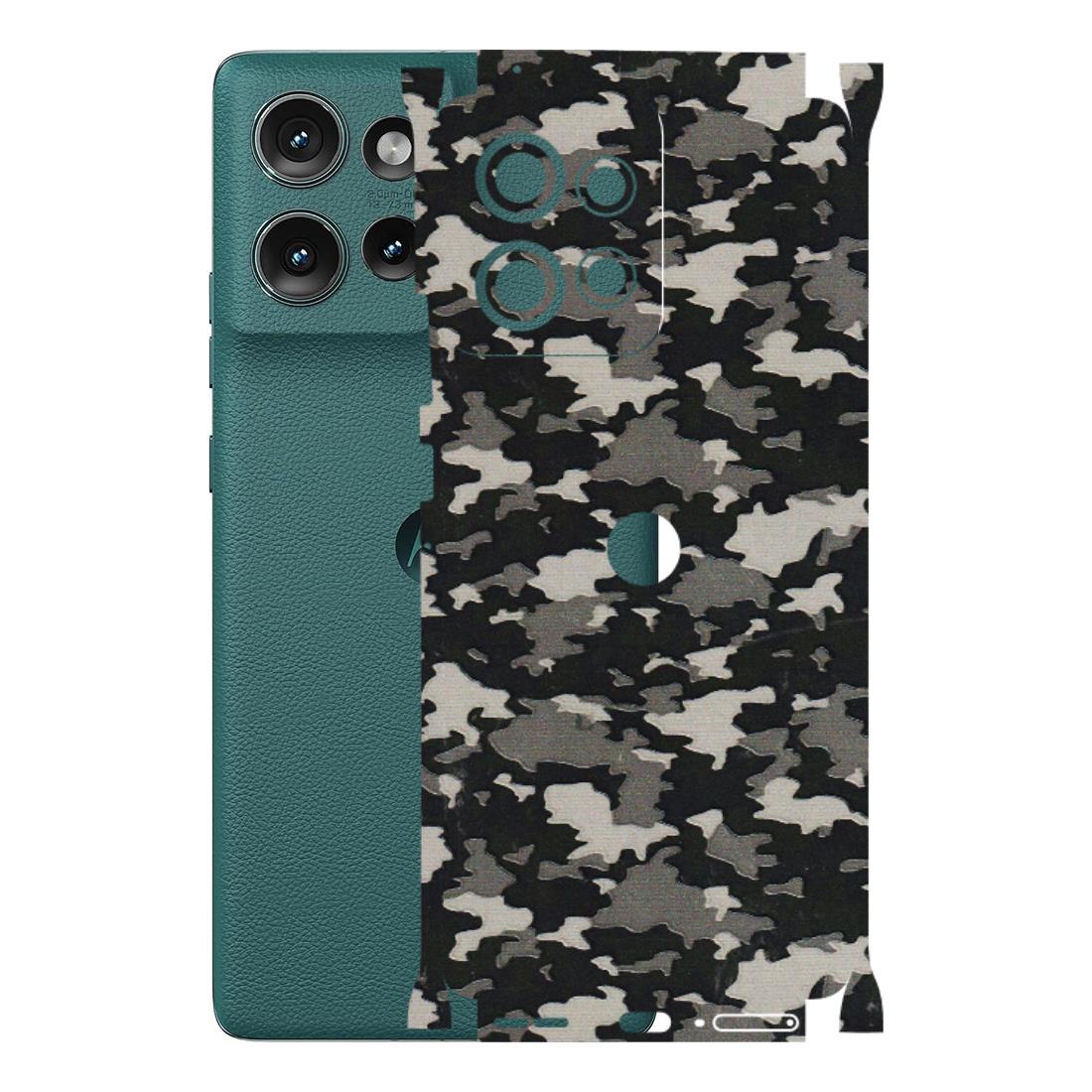 Motorola Phone Skins (All Models) - Black/Grey Camoflaunge - 3D Embossed Finish (L-142) Motorola Edge 50 (5G)