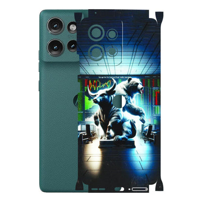 Motorola Phone Skins (All Models) - Stock Market Sensex Bear vs Bulls - 3D Embossed Finish (L-15) Motorola Edge 50 (5G)