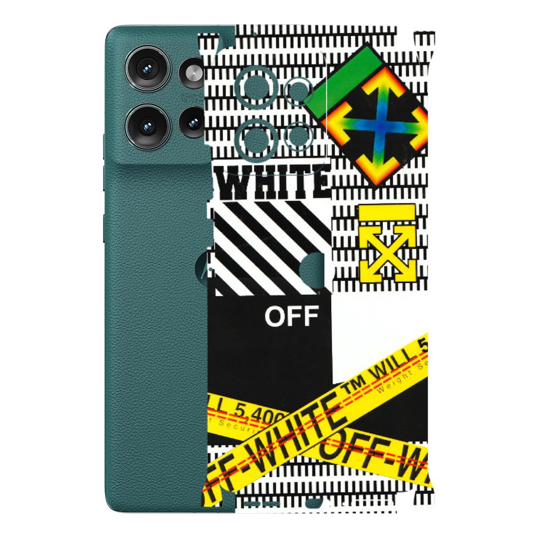 Motorola Phone Skins (All Models) - White Off Abstract - 3D Embossed Finish (L-172) Motorola Edge 50 (5G)