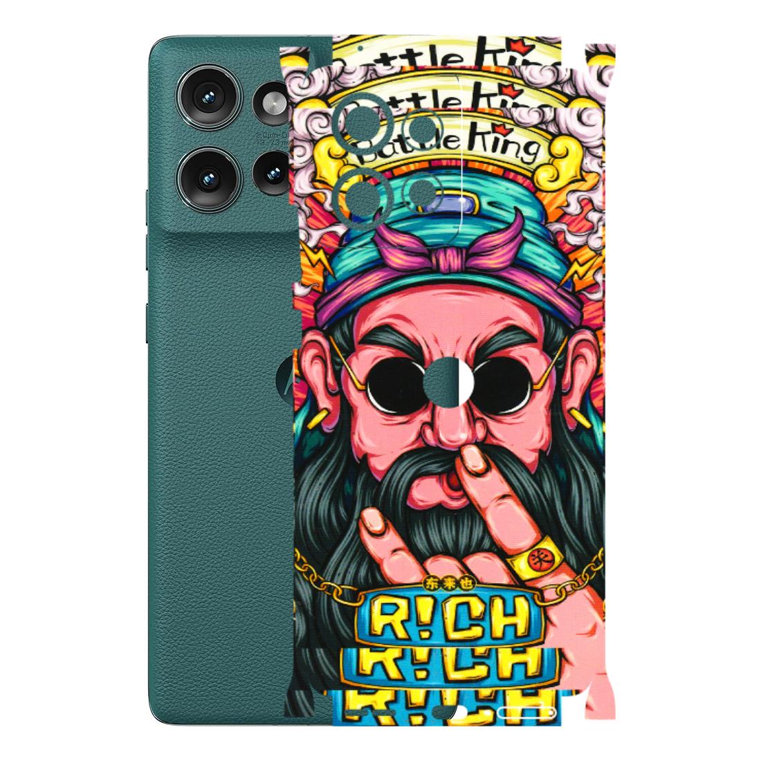 Motorola Phone Skins (All Models) - Battle King Dude Face - 3D Embossed Finish (L-178) Motorola Edge 50 (5G)