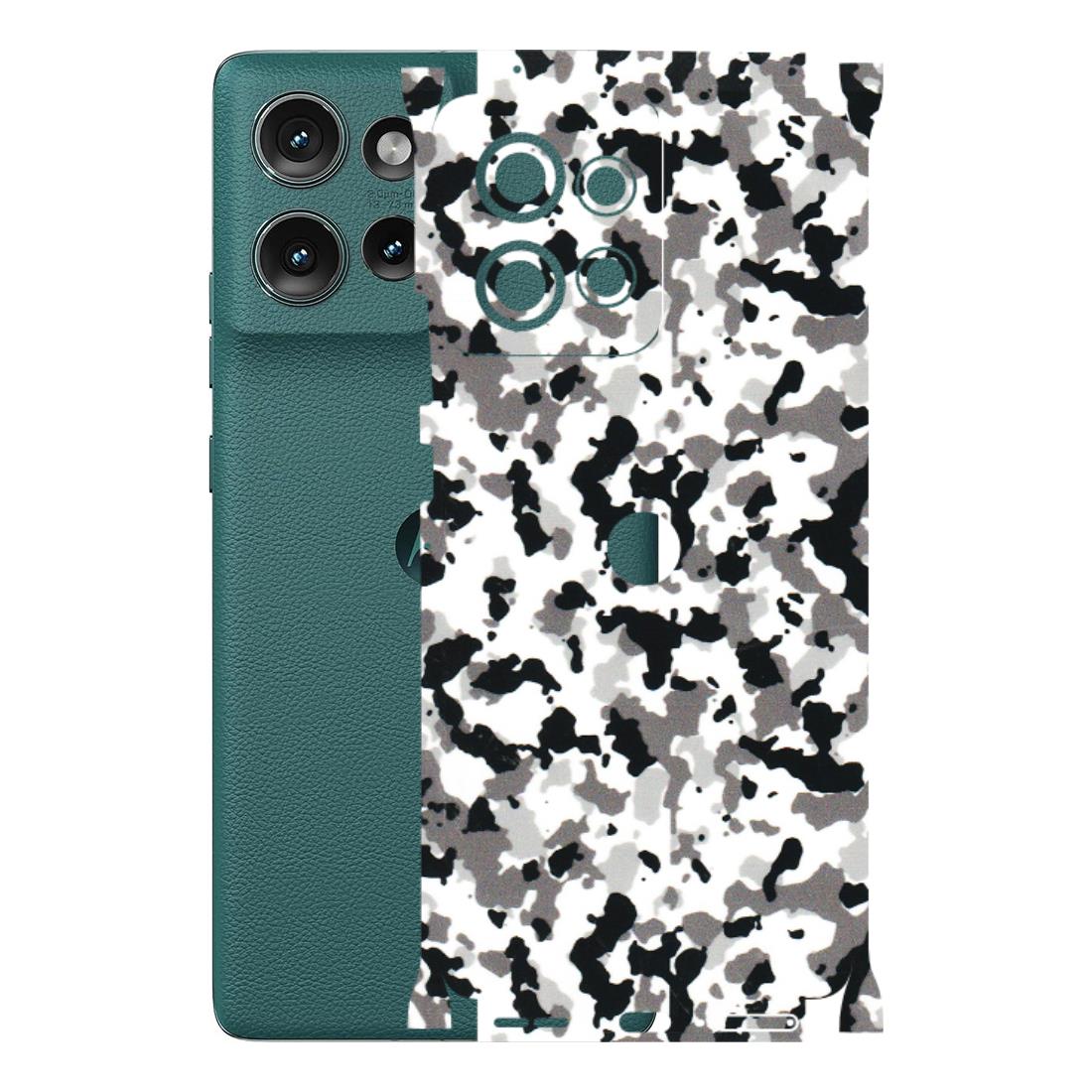 Motorola Phone Skins (All Models) - White Black Camouflage - 3D Embossed Finish (L-18) Motorola Edge 50 (5G)
