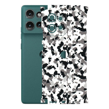 Motorola Phone Skins (All Models) - White Black Camouflage - 3D Embossed Finish (L-18) Motorola Edge 50 (5G)