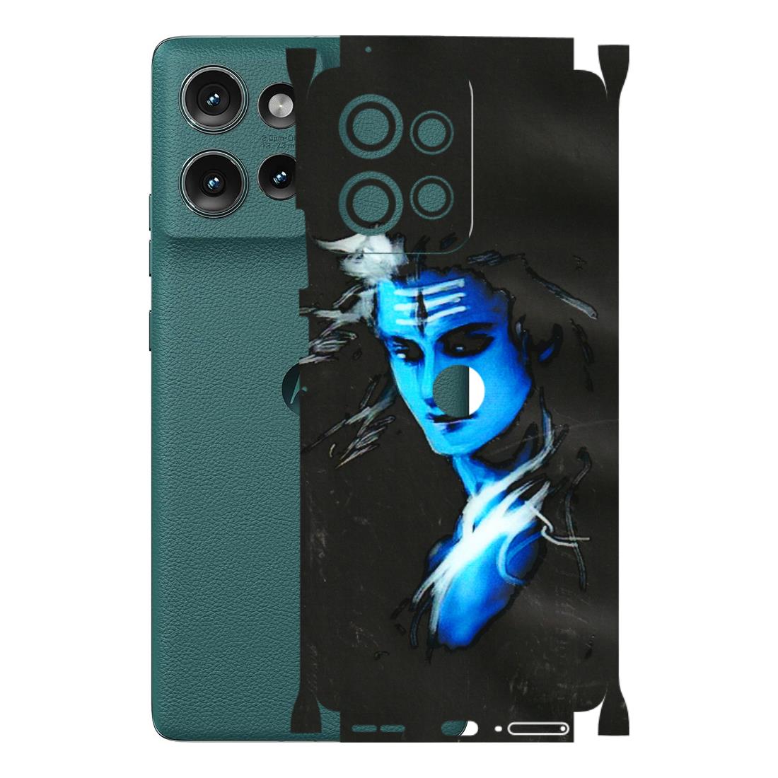 Motorola Phone Skins (All Models) - Har Har Mahadev Blue/Black - 3D Embossed Finish (L-185) Motorola Edge 50 (5G)