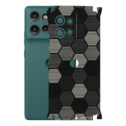 Motorola Phone Skins (All Models) - Black & White Dotted Honeycomb Texture - 3D Embossed Finish (L-202) Motorola Edge 50 (5G)
