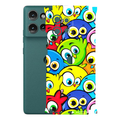 Motorola Phone Skins (All Models) - Cute Fluffy Birds - 3D Embossed Finish (L-213) Motorola Edge 50 (5G)