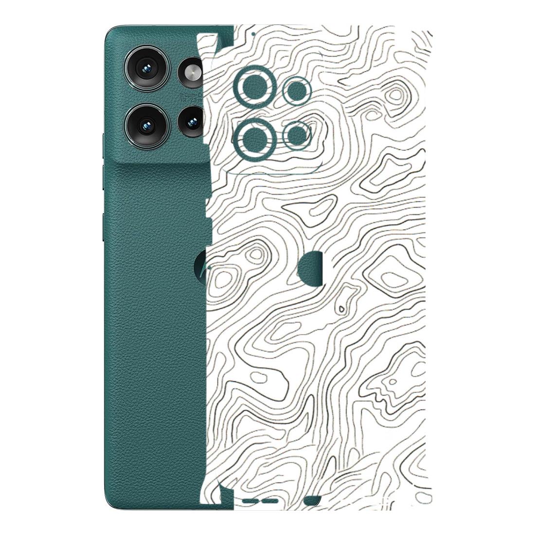 Motorola Phone Skins (All Models) - White Black Swirls - 3D Embossed Finish (L-219) Motorola Edge 50 (5G)