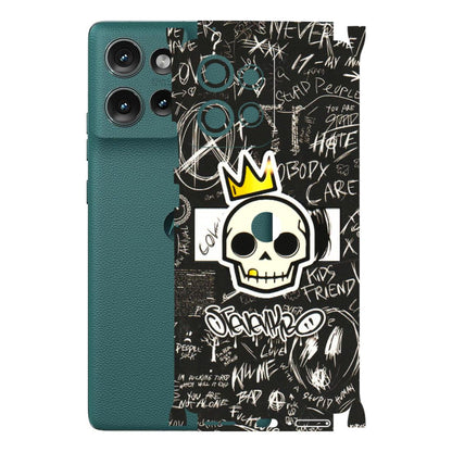 Motorola Phone Skins (All Models) - Funny Skull Black Chalk Grafitti - 3D Embossed Finish (L-22) Motorola Edge 50 (5G)
