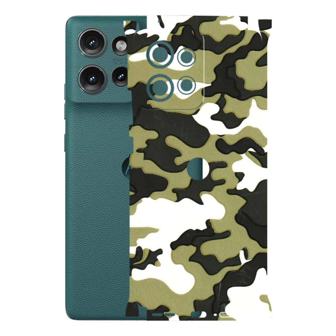 Motorola Phone Skins (All Models) - Camouflages White And Green - 3D Embossed Finish (L-243) Motorola Edge 50 (5G)
