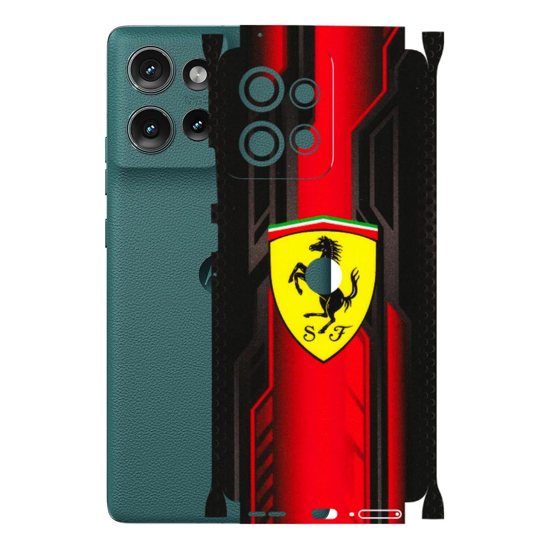 Motorola Phone Skins (All Models) - Black Ferrari Logo - 3D Embossed Finish (L-253) Motorola Edge 50 (5G)