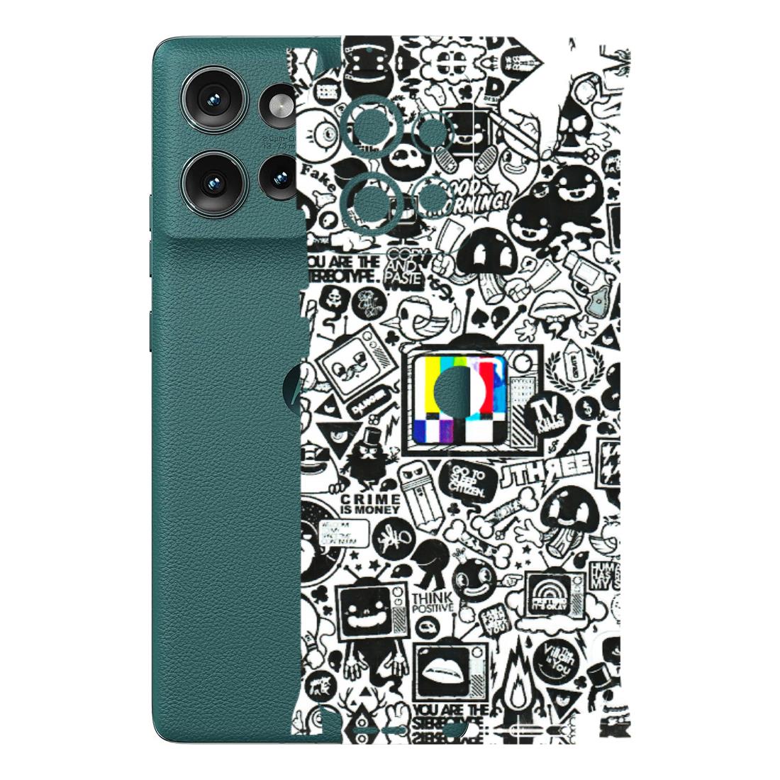 Motorola Phone Skins (All Models) - Doodles Positive Art - 3D Embossed Finish (L-263) Motorola Edge 50 (5G)