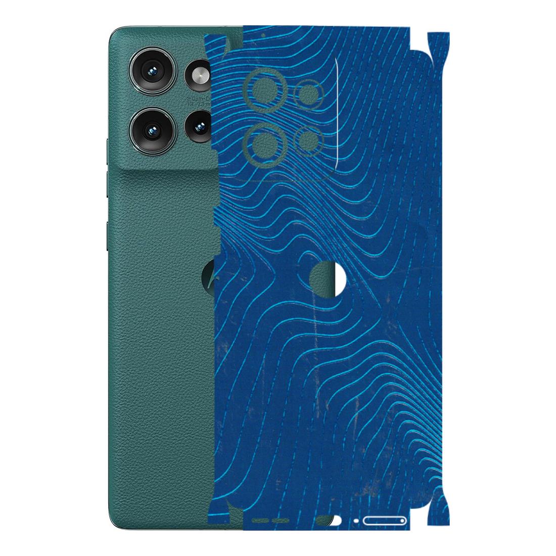 Motorola Phone Skins (All Models) - Abstract Blue Line Map - 3D Embossed Finish (L-272) Motorola Edge 50 (5G)