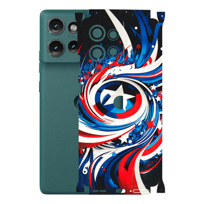 Motorola Phone Skins (All Models) - Captain America Logo - 3D Embossed Finish (L-307) Motorola Edge 50 (5G)