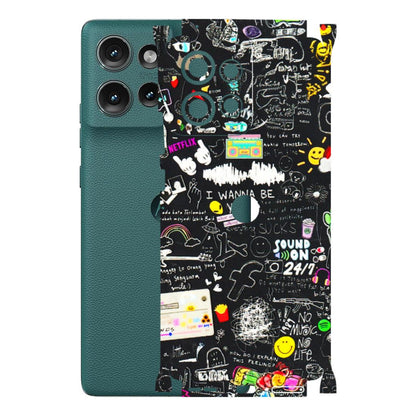 Motorola Phone Skins (All Models) - Black Creatives Doodles - 3D Embossed Finish (L-311) Motorola Edge 50 (5G)