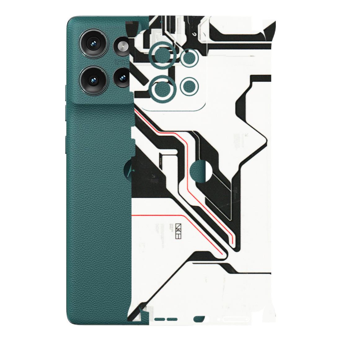 Motorola Phone Skins (All Models) - White Techy Logo - 3D Embossed Finish (L-312) Motorola Edge 50 (5G)