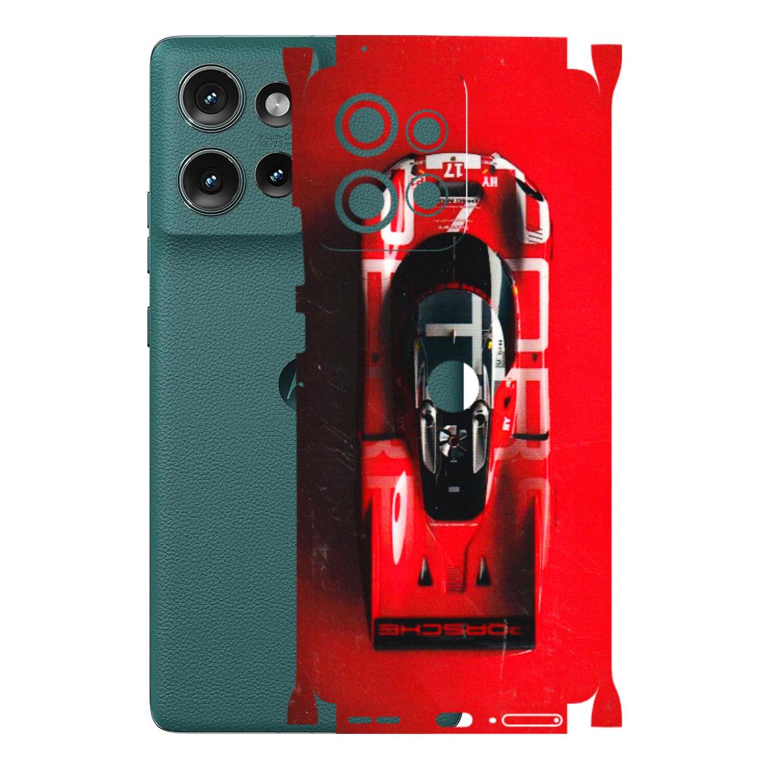 Motorola Phone Skins (All Models) - Red Porsche Car Logo - 3D Embossed Finish (L-315) Motorola Edge 50 (5G)