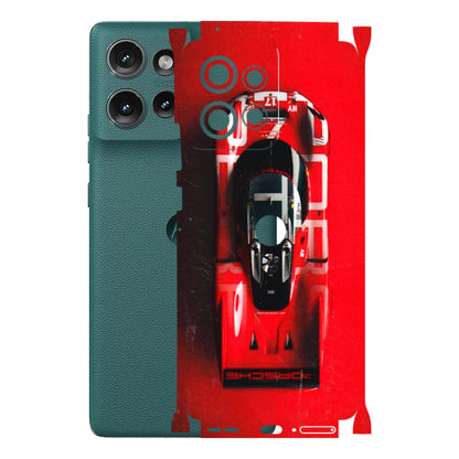 Motorola Phone Skins (All Models) - Red Porsche Car Logo - 3D Embossed Finish (L-315) Motorola Edge 50 (5G)