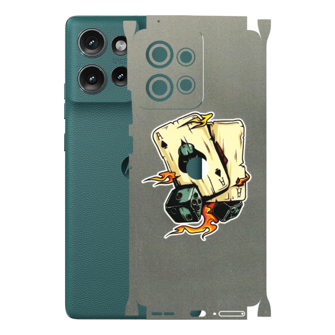 Motorola Phone Skins (All Models) - Grey Cards Of Ace - 3D Embossed Finish (L-77) Motorola Edge 50 (5G)