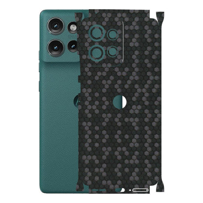 Motorola Phone Skins (All Models) - Black Grey Honeycomb Sober - 3D Embossed Finish (L-85) Motorola Edge 50 (5G)