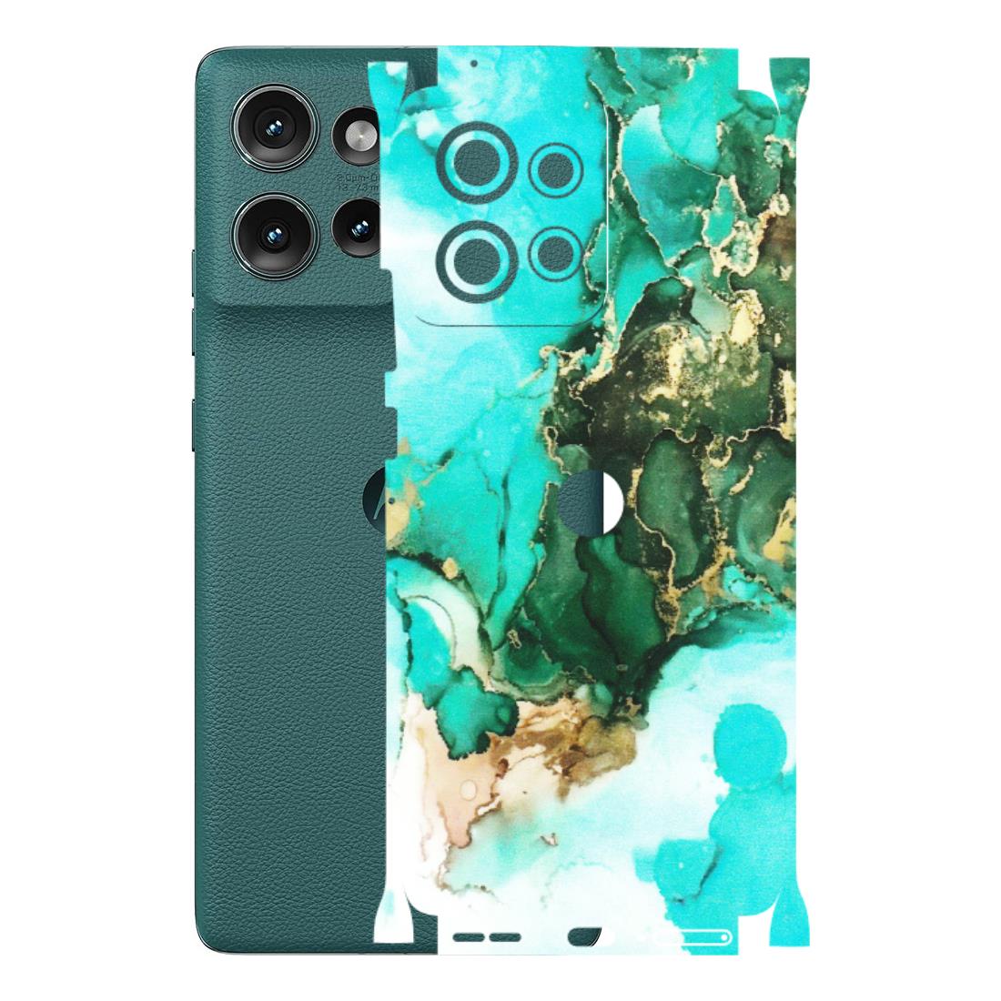 Motorola Phone Skins (All Models) - The Blue Gold Marble - Matte Finish (M-124) Motorola Edge 50 (5G)